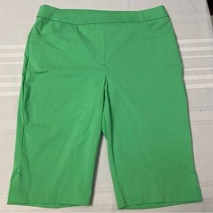 Green Stretch Womens Shorts Elastic Waist & Slip Pockets  size 10